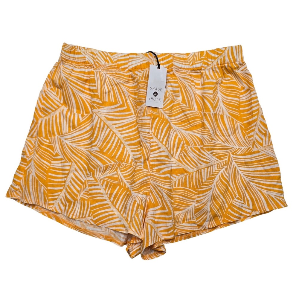 Shade & Shore Palm Leaf Beach Shorts Orange White Tropical Womens Medium NWT